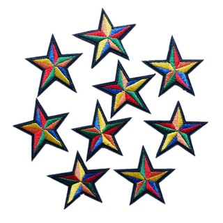 10Pcs Embroidered Rainbow Stars Patches Sew Iron On Patch Badge Bag Hat Jeans Dress Jackets Fabric Applique Crafts (1)