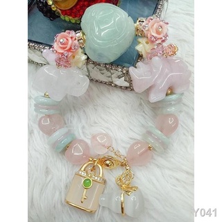 ☽✥jade and rose quartz combination all in one lucky charm