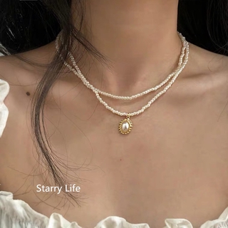 Vintage Baroque Pearl Necklace Layered Necklace Fashion Clavicle Chain Pendant Choker Neck Jewelry Female Multilayer Necklace for Women