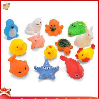 【EY】13Pcs Baby Kid Animal Duck Rabbit Cat Bath Time Squeaky Water Floating Toys (1)