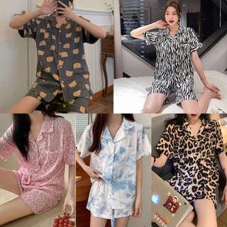 M-XXL Pajamas Women Short Sleeve Pajama Set Sleepwear Summer Two Piece Set Ladies