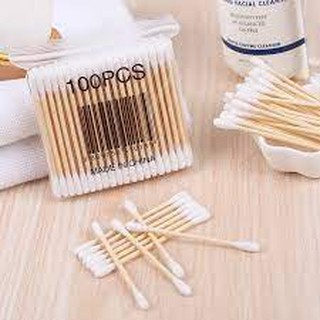 Wooden stick 100% Cotton Buds white (for ears) 100pcs