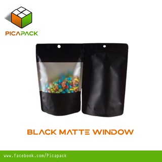 100 PCS Black Standup pouch with big window (Matte Finish) (1)