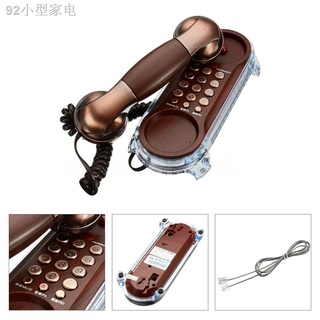 ☌【LIla ready】Brown Wall Mount Home Corded Phone Telephone Antique