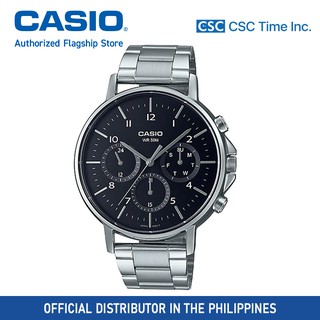 Casio (MTP-E321D-1AVDF) Silver Stainless Steel Strap 50 Meter Quartz Watch for Men