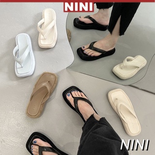 Thick-Soled Flip-Flops Korean Slippers Women's Summer Outdoor Height Increasing Beach ShoesINSFashion Slippers【NINI】 (1)