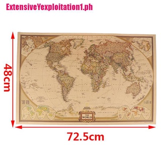 [EPPH]World Map Vintage Matte Paper Kraft Antique Poster Wall Sticker Home Decor Hot