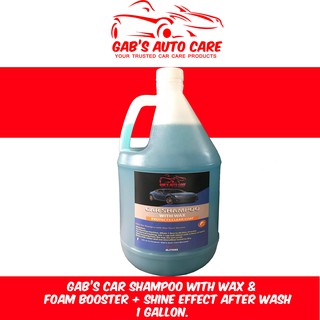 Gab's Car Shampoo with Wax & Foam Booster Shine finish. 1Gallon