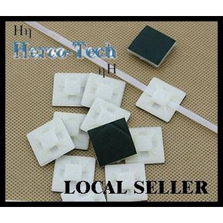 Wall for Hook♧☾100Pcs/Pack 20x20mm Self-Adhesive Zip Tie Cable Wire Mounts White/black (local)