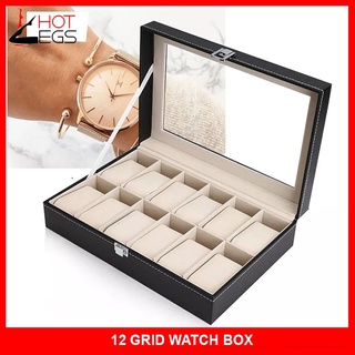 Display ONETOUCH 12 Grid Watchbox Watch Storage Organizer Case PVC Leather Jewelry Display Watch Box