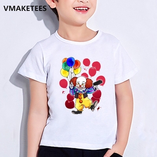 Kids Summer Girls & Boys T shirts Pennywise Movie It Losers Cartoon Print Children's T-shirt Casual Funny Baby Clothes (1)