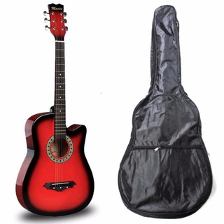 Mavies 38 Inch Acoustic Guitar RedColor with trusrod Soft Case Bag