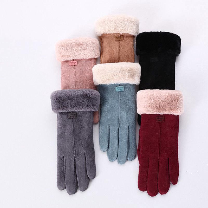 Winter Warm Gloves Thicked Plush Suede Touch Screen Gloves