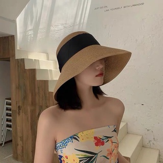 Hat Women's Beach straw hat Korean fashion versatile Japanese summer sunscreen small fresh bow Big Brim