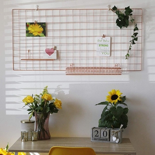 Rose Gold Grid Wall Basket Wire Wall Shelf for Grid Panel Easy Hanging Tray for Cute Things on Your Grid Wall Storage Display