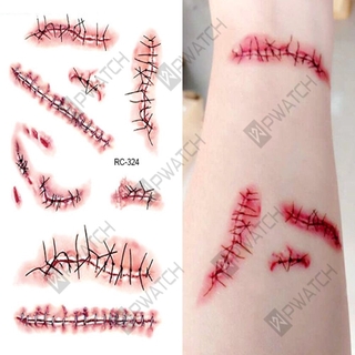 per Cool Hot Temporary Tattoo Sticker For Halloween Stitched Wound Realistic Scar biu