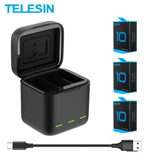 TELESIN Battery 1750 mAh for GoPro Hero 10 3 Ways LED Light Battery Charger TF Card Battery Storage (1)