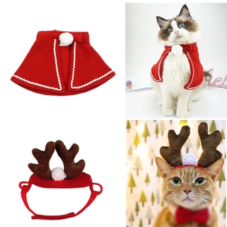 Cute Winter Pet Dog Cat Clothes Warm Puppy Santa Red Scarf Hat Head Funny Christmas Clothes Pet Costume Dog Cat Cloak (2)