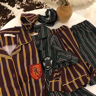 Harry Potter pajamas summer short-sleeved men and women Slytherin Gryffindor Terno (8)