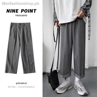 ready stock Men Formal Pants @ Suit pants autumn wide-leg drape nine points straight loose casual small trousers1