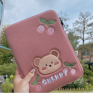 Korea bear Ipad bag pouch cute girls cherry ipad pro 11 inch tablet sleeve case storage 13inch laptop inner bag