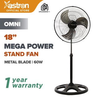 Astron Omni Industrial Stand Fan with 18" Metal Blade (Black) Electric Fan