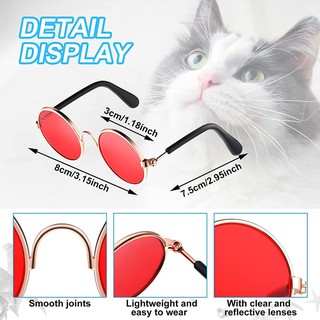 【Ready Stock】™Small Pet Sunglasses Retro Dog Round Metal Puppy Eyewear for Cats and Dogs (4)