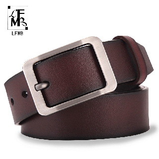 [LFMB]Men's belt leather belt men pin buckle cow genuine leather belts for men 130cm high quality