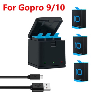 GoPro 10/9 Battery Charger 3 Way Smart Charging Case Rechargeable Battery Storage Box For Go pro Hero 9/10 Accessories