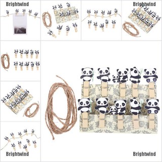 Brightwind 10Pcs/lot panda DIY Clothes Paper Peg Stationery Wooden Photo Clip Craft Clips