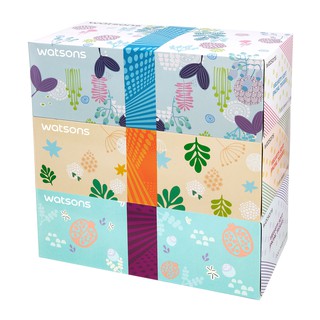 Watsons Velvety Soft Box Tissue 100 Sheets x 3 Boxes