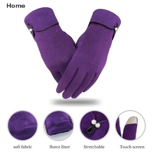 Home Women Ladies Winter Warm Thick Fleece Lined Thermal Button Touch Screen Gloves .