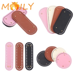 MOILY Material Long Bag Bottom Bag Parts PU leather for Knitted Bag DIY Oval Handmade Bottom With 52 holes Crochet Bag Bag Accessories/Multicolor