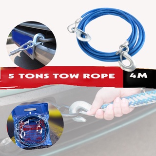 ♥Powerful Steel 4M 5Tons Wire Cable Diameter 10mm Durable Hook Car Emergency Tow Rope Strong Towing✺