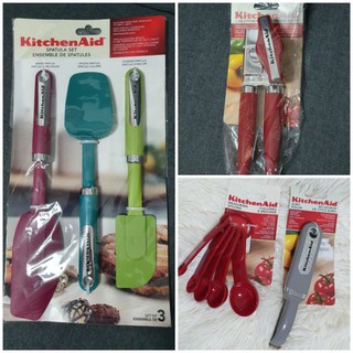 Kitchen Aid Spatula set, Can Opener, Peeler, Spoons