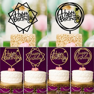 Happy Birthday Cake Topper Card Acrylic Party Decoration