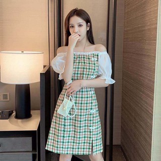 Photo taken in summer 2020 new slim improved square neck cheongsam dress short two piece suit female