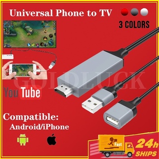 1M Universal Phone to TV 1080P HDMI Cable 3 in 1 Mirroring Adapter for Android iphone