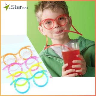 Kids Eyeglasses Straw Tube Funny Plastic Art Eye Glasses Drinking Halloween Party Beard Straws for Children