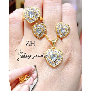 ZIHANG JEWELRY 24K Bangkok Gold Plated 3in1 with adjustable ring jewelry set