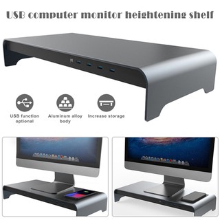 Smart Base Aluminum Alloy Computer Laptop Base Stand with 4 USB 3.0 Port Monitor Stand Bracket Steady Monitor