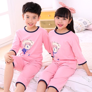 SleepwearSummer Children's Pajamas Boys Pure Cotton Thin Suit Homewear Boy Summer Clothing Girls Old