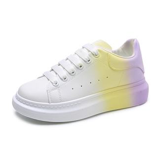 ✈☇♘McQueen White Shoes Fall 2021 New White Shoes Gradient Rainbow Fashion Women s Shoes Increased Li (3)