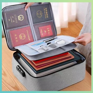 【Available】Large Capacity Files Storage Bag 3 Layer Passports Organizer Bag with Lock Waterproof for