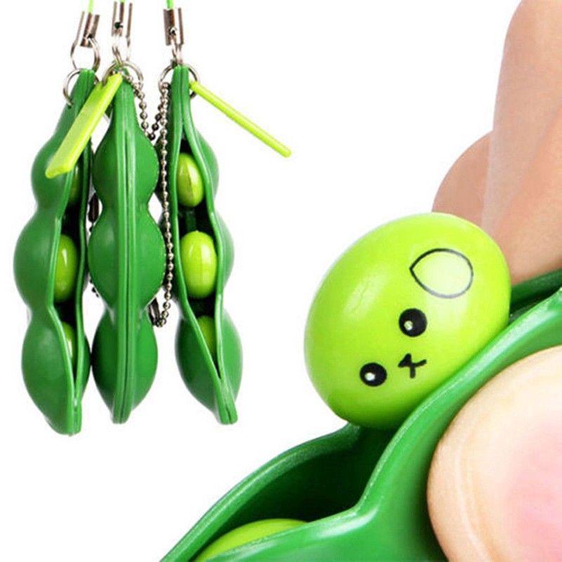 【Fanpin】Fun Beans Squishy Fidget Toy Gift Anti Stress Ball Squeeze Phone Charms Key Ring