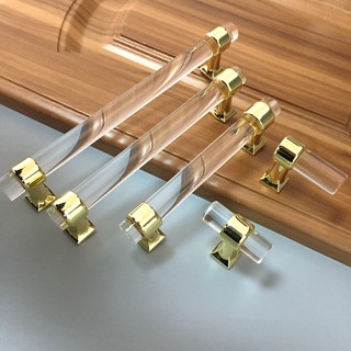 Acrylic Door Pull Knob Drawer Cabinet Cupboard Handle Hardware Home Decor Gold
