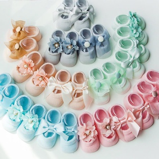 3 Pairs/set Baby Girl Cotton Socks Newborn Bowknot Lace Princess Sock Toddler Anti-slip Ankle Socks Set