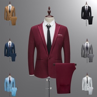 2019 Wedding Men's Suits Casual Formal Tuxedos Blazer 2 Pieces Slim Fit Suit