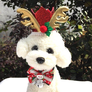 Pet Hats Dog Puppy Christmas Hat Adjustable Cat Holiday Cap Dog Xmas Headgear Bell Bowknot Party Acc (1)