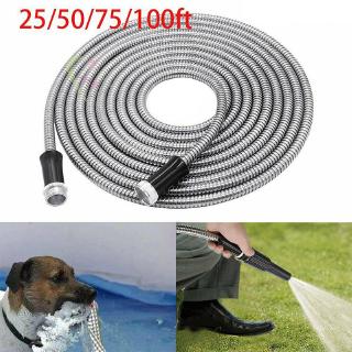 LE Stainless Steel Garden Hose Water Pipe 25/50/75/100FT Flexible Lightweight Pipes @PH